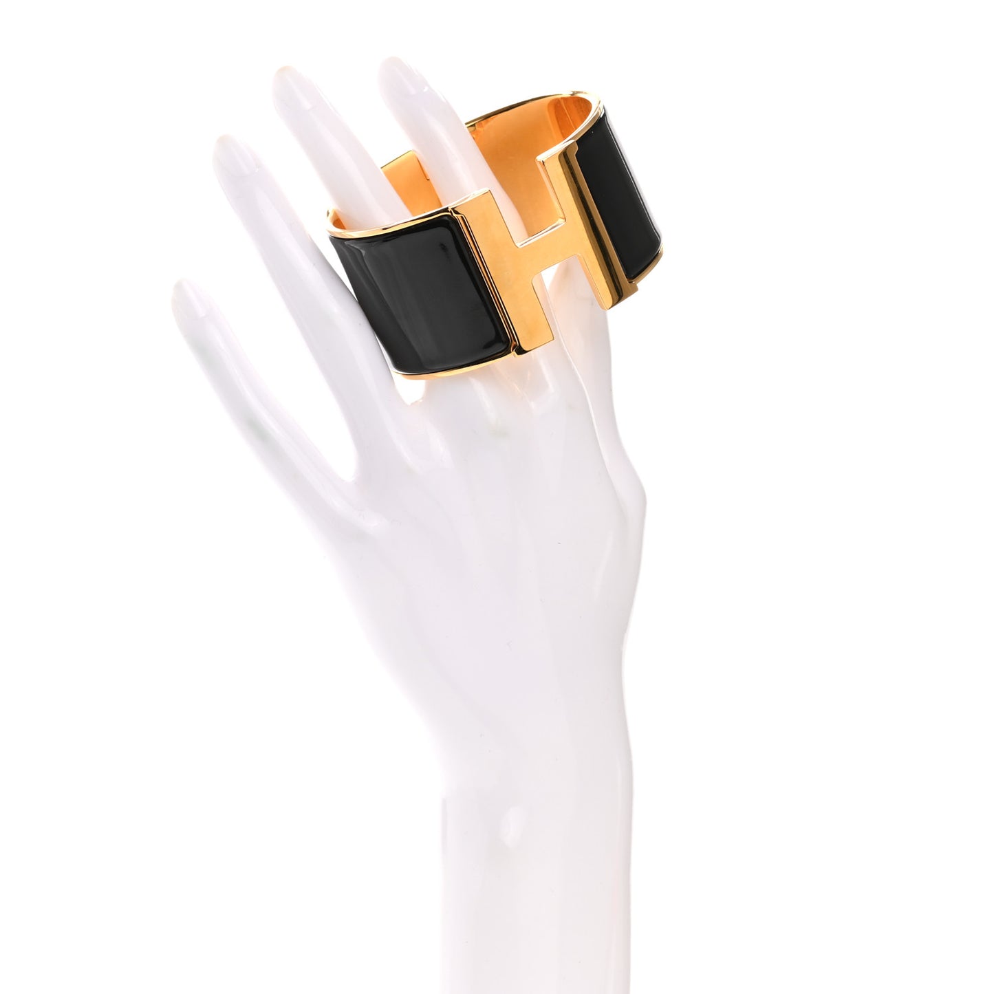 Enamel Extra Wide Clic Clac H Bracelet GM Black