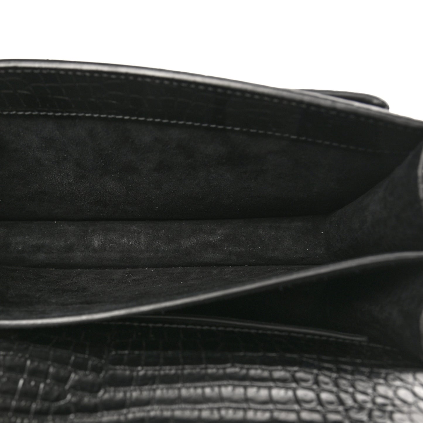 Calfskin Crocodile Embossed Medium Monogram Sunset Black