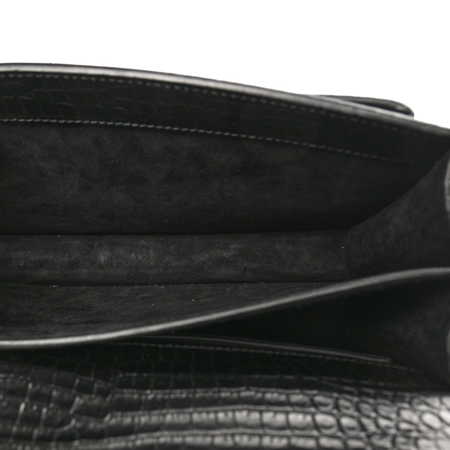 Saint Laurent Calfskin Crocodile Embossed Medium Monogram Sunset Black 5 of 10