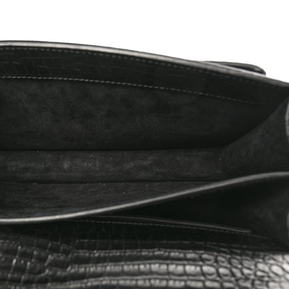 Saint Laurent Calfskin Crocodile Embossed Medium Monogram Sunset Black 5 of 10