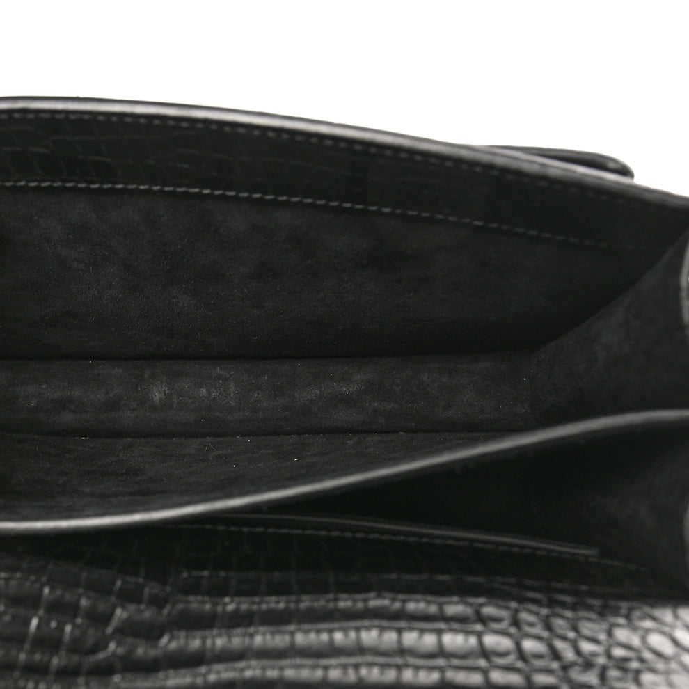Calfskin Crocodile Embossed Medium Monogram Sunset Rose Antic main image 0