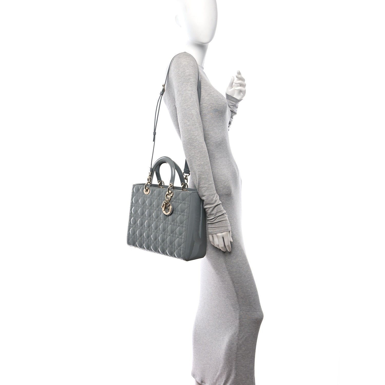 Christian Dior Patent Cannage Large Lady Dior Grey 2 of 11