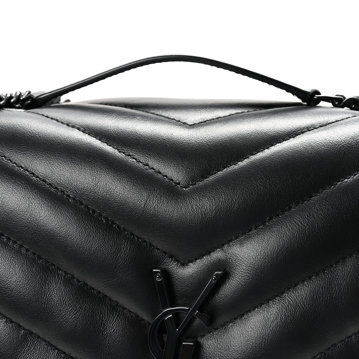 Saint Laurent Calfskin Y Quilted Monogram Monochrome Medium Loulou Chain Satchel Black 7 of 10