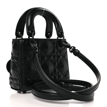 Christian Dior Calfskin Cannage Diamond Micro Lady Dior Black 3 of 9