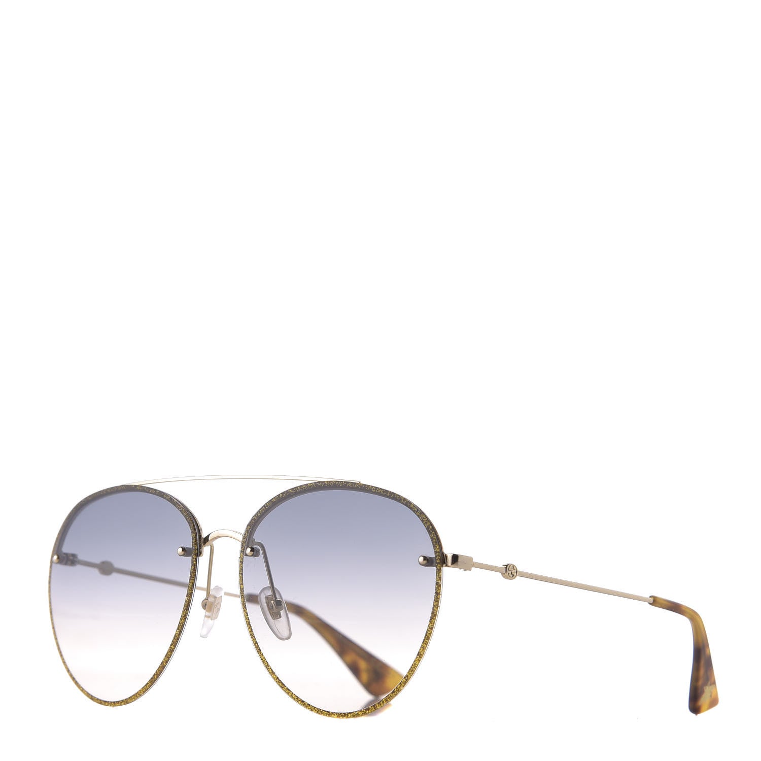 Gucci Glitter Aviator Sunglasses GG0351S Gold 1 of 9