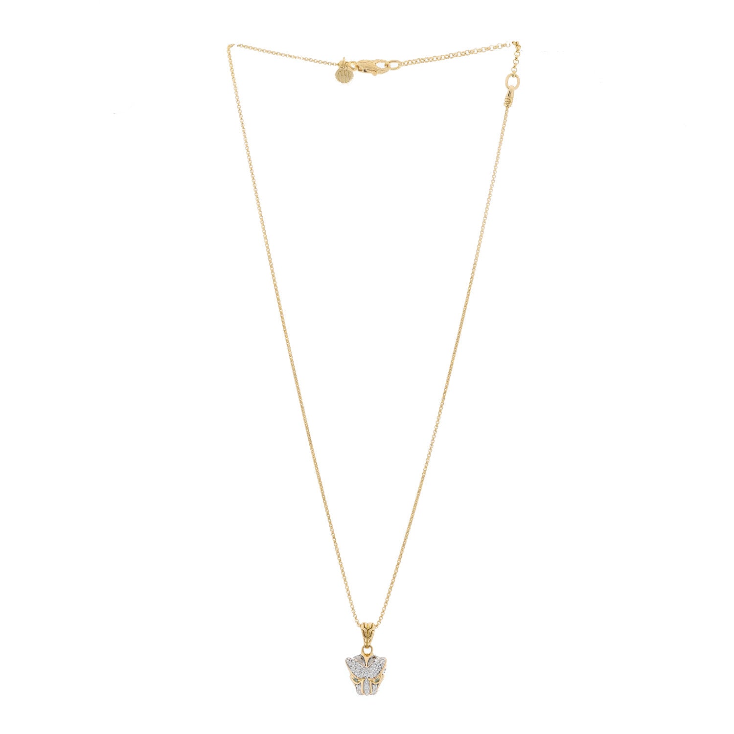 John Hardy 18K Yellow Gold Diamond Blue Topaz Macan Pendant Necklace 2 of 4