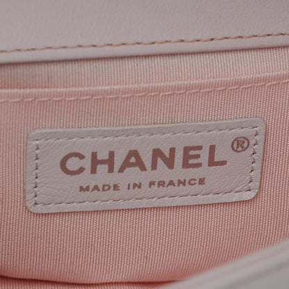 Chanel Lambskin Iridescent PVC Chevron Quilted Small Boy Flap Light Pink Silver 12 of 15