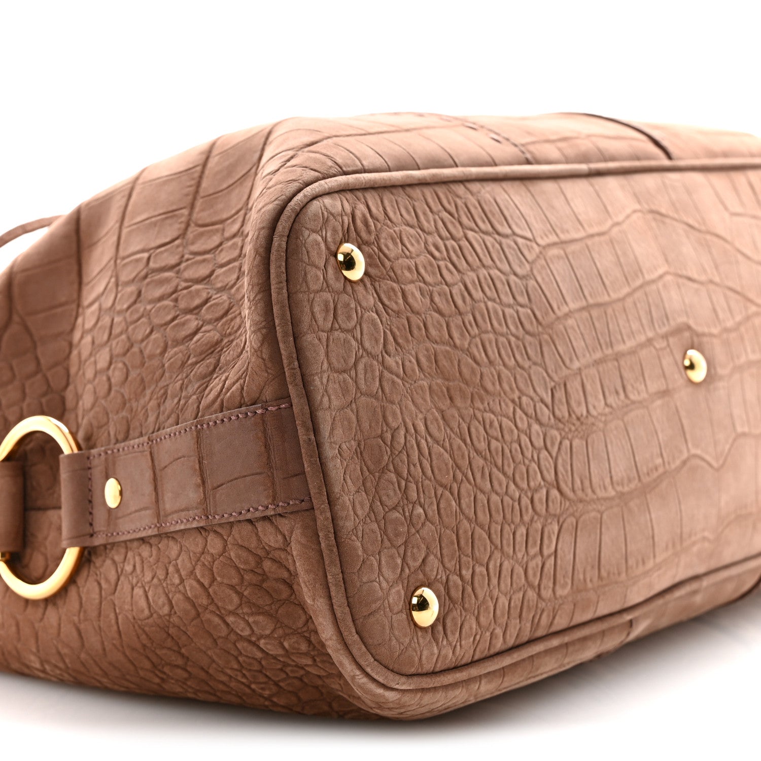 Saint Laurent Nubuck Croc Embossed Oversized Muse Beige 9 of 14