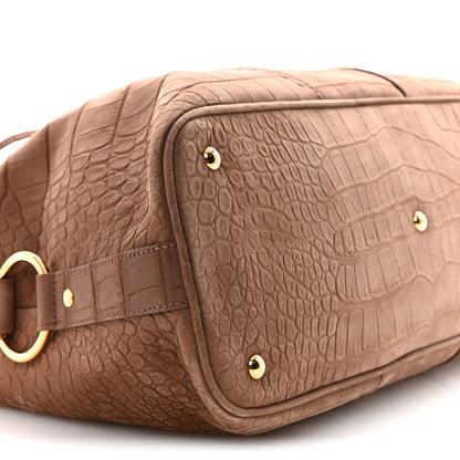 Saint Laurent Nubuck Croc Embossed Oversized Muse Beige 9 of 14