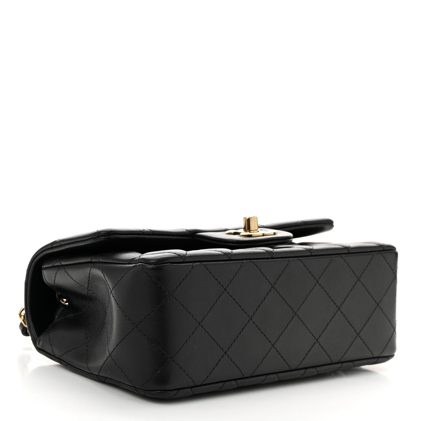 Lambskin Quilted Mini Rectangular Flap Black