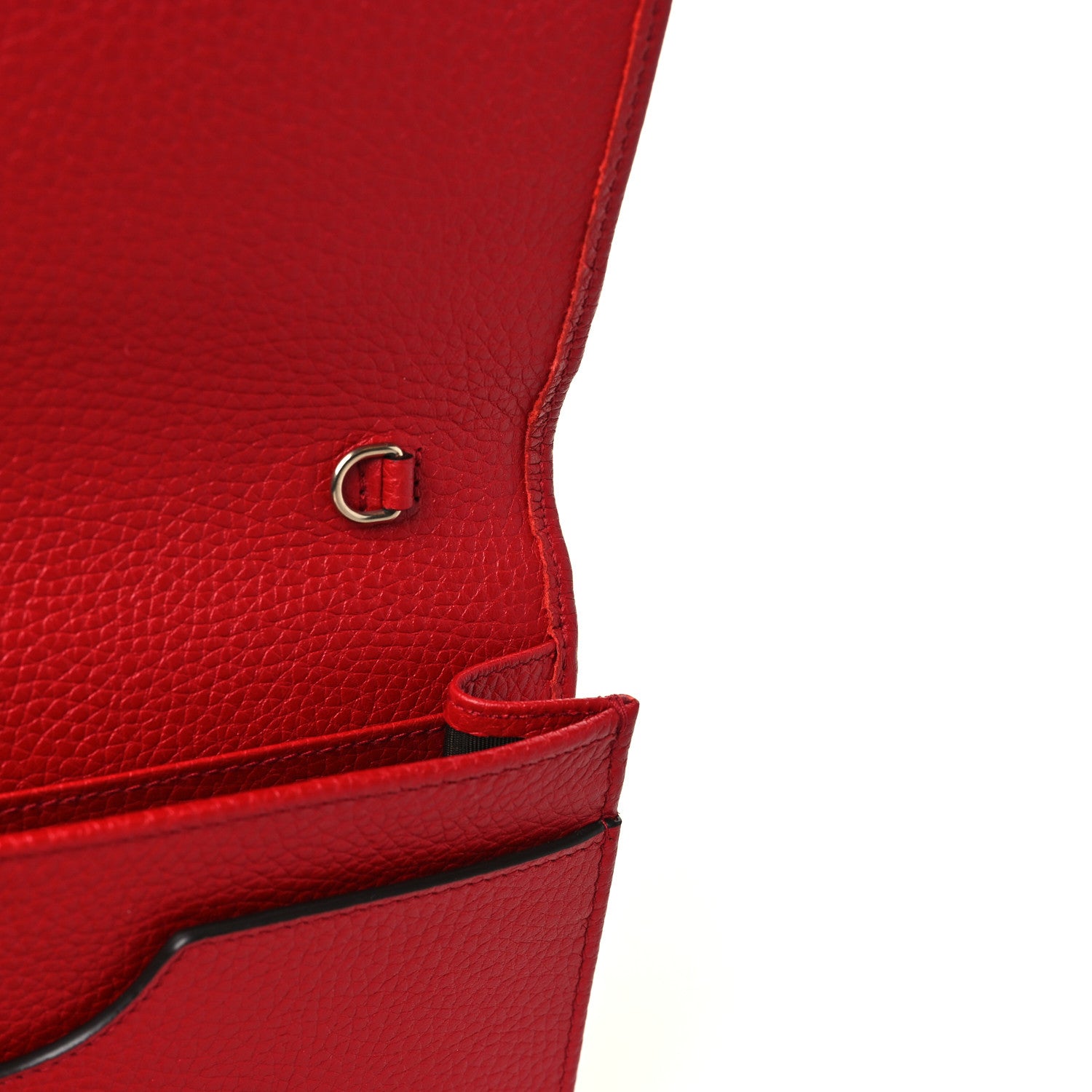 Gucci Pebbled Calfskin Soho Wallet on Chain Tabasco Red 9 of 10