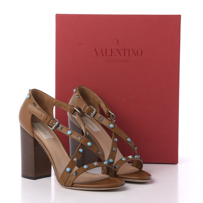 Valentino Garavani Pebbled Calfskin Rockstud Rolling Sandals 40 Tan 9 of 9