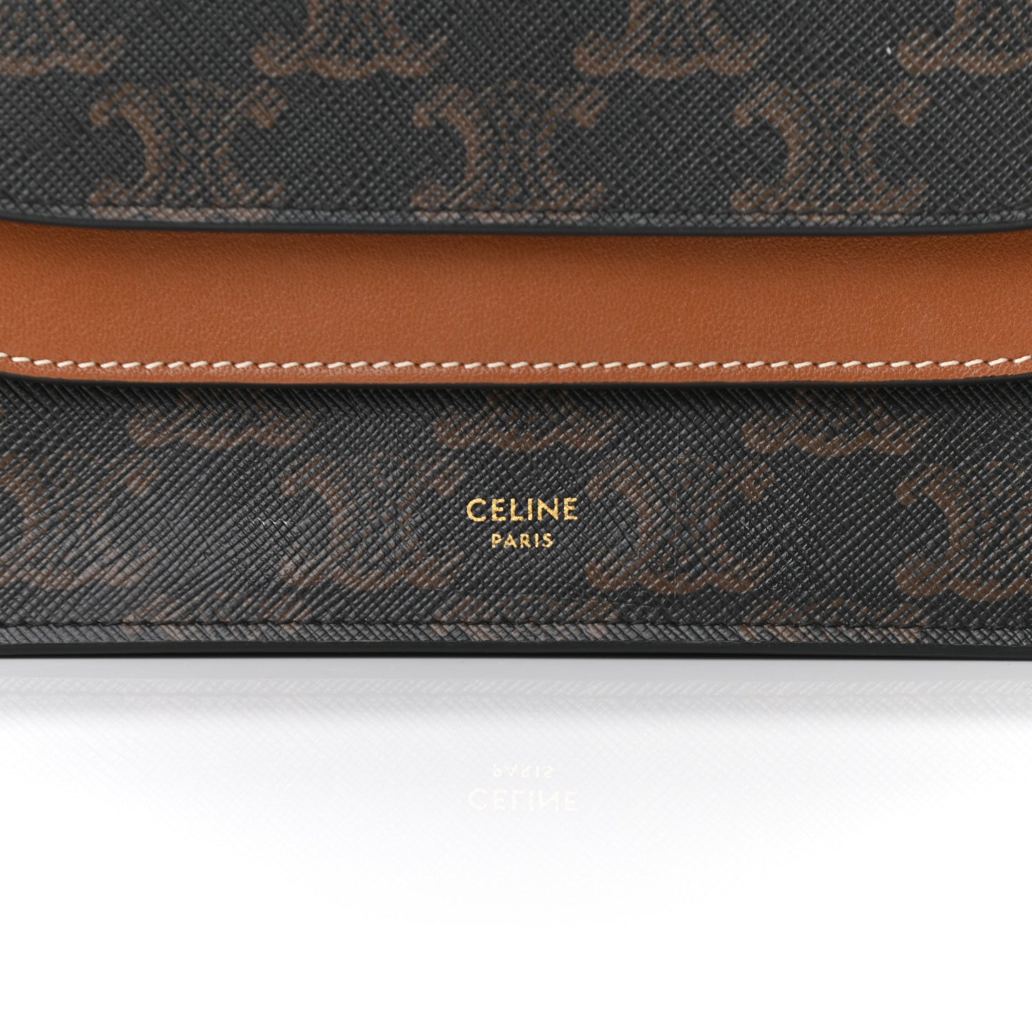 Triomphe Canvas Lambskin Wallet On Strap Tan