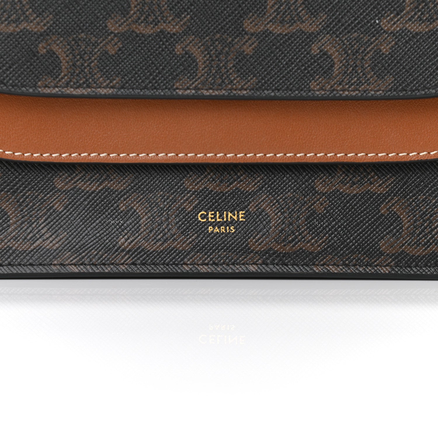 Celine Triomphe Canvas Lambskin Wallet On Strap Tan 6 of 11