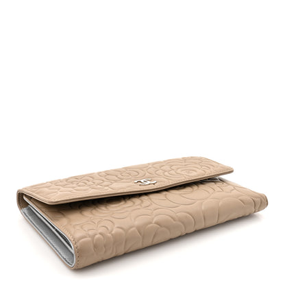 Chanel Lambskin Camellia Embossed Large Flap Wallet Gold 4 of 9
