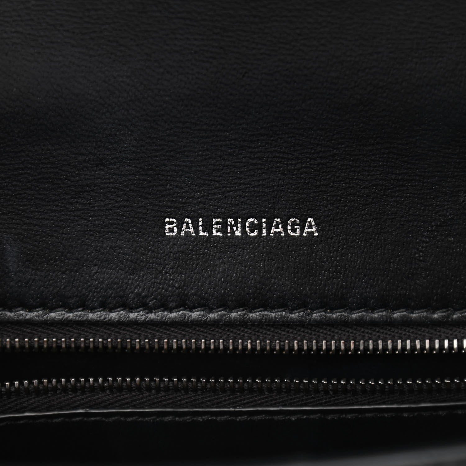Balenciaga Shiny Calfskin Monochrome Crocodile Embossed Small Hourglass Top Handle Bag Black 6 of 10