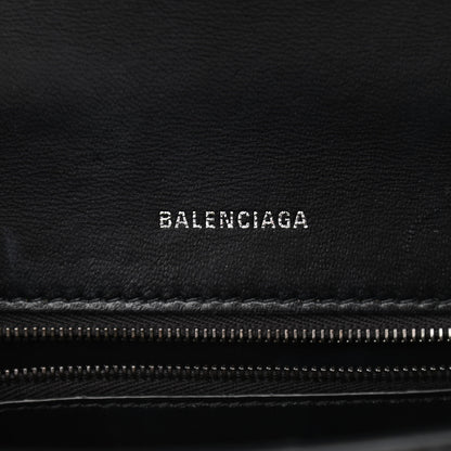 Balenciaga Shiny Calfskin Monochrome Crocodile Embossed Small Hourglass Top Handle Bag Black 6 of 10