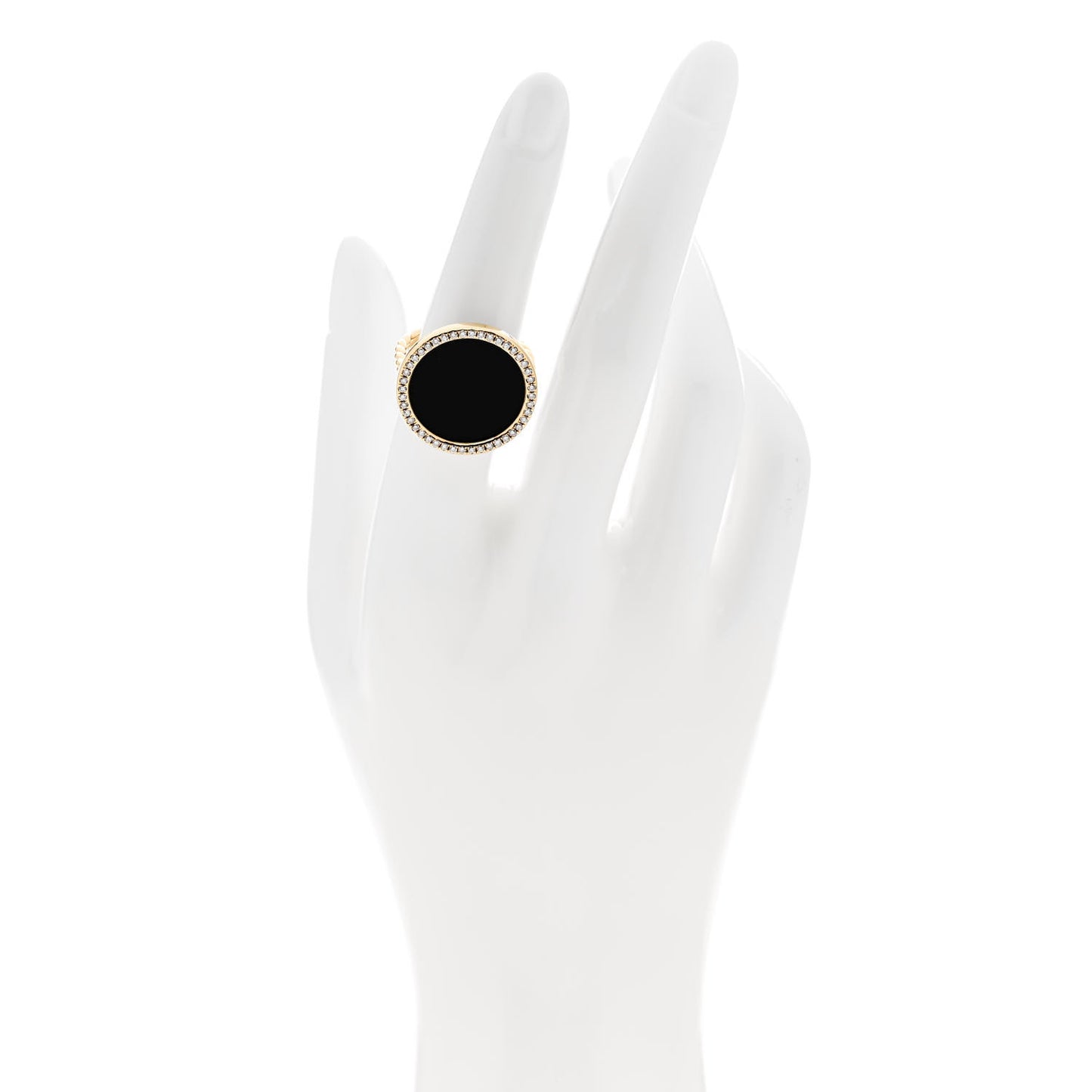 18K Yellow Gold Diamond Black Onyx 21mm DY Elements Ring 52 6