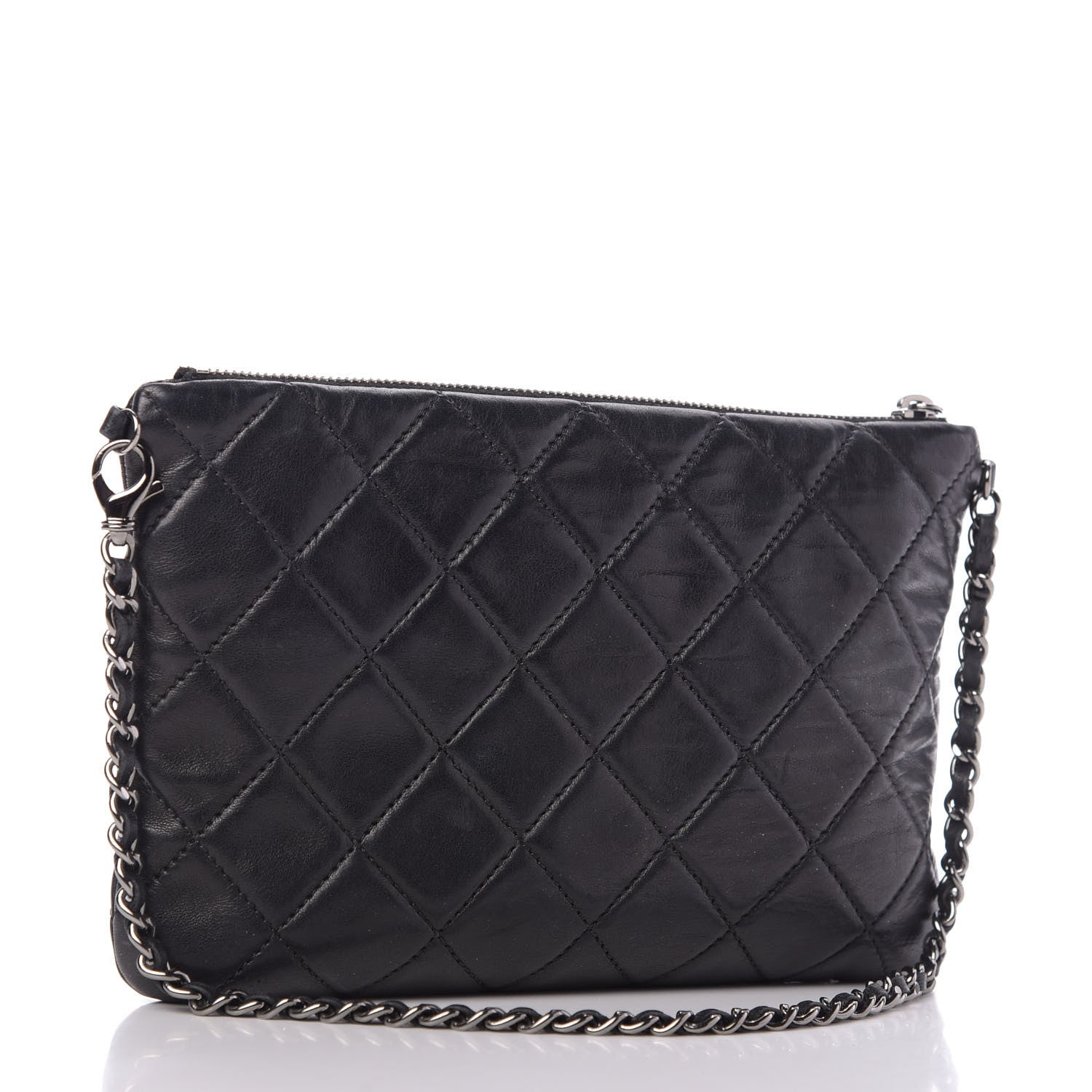 Chanel Lambskin Quilted Mineral Nights Flap Wristlet Black 3 of 9