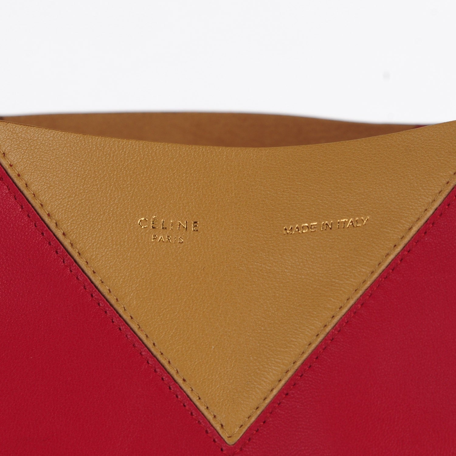 Celine Lambskin Horizontal Bi-Color Cabas Red Camel 6 of 8