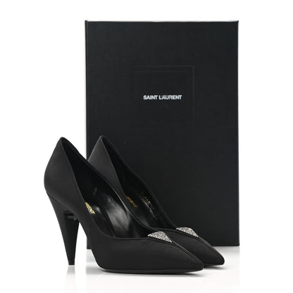 Saint Laurent Crystal Embellished Faille Paris 95 Pumps 37.5 Black 9 of 9