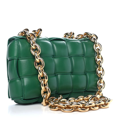 Bottega Veneta Lambskin Maxi Intreccio Padded Chain Cassette Crossbody Bag Racing Green 2 of 4