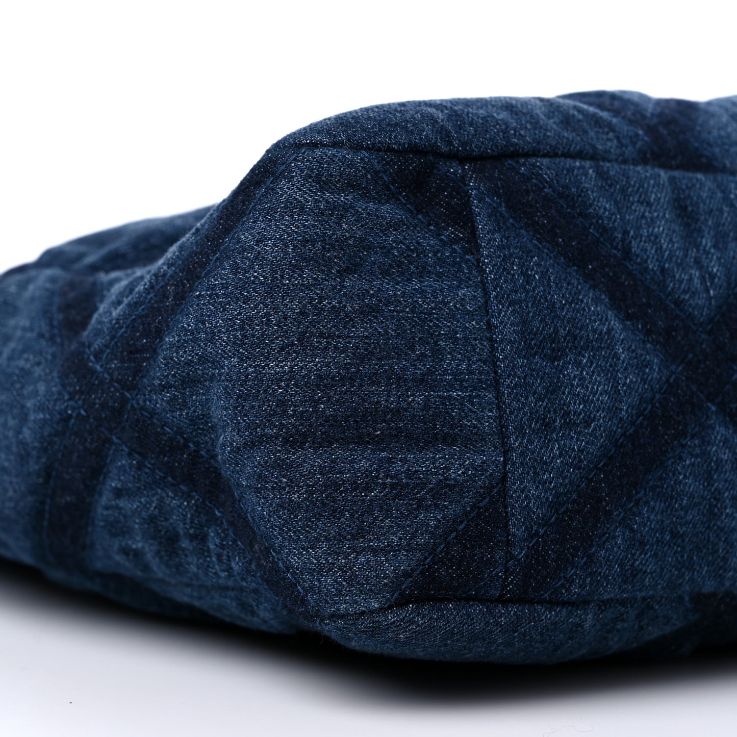 Denim Quilted Chanel 19 North South Shopping Bag Blue