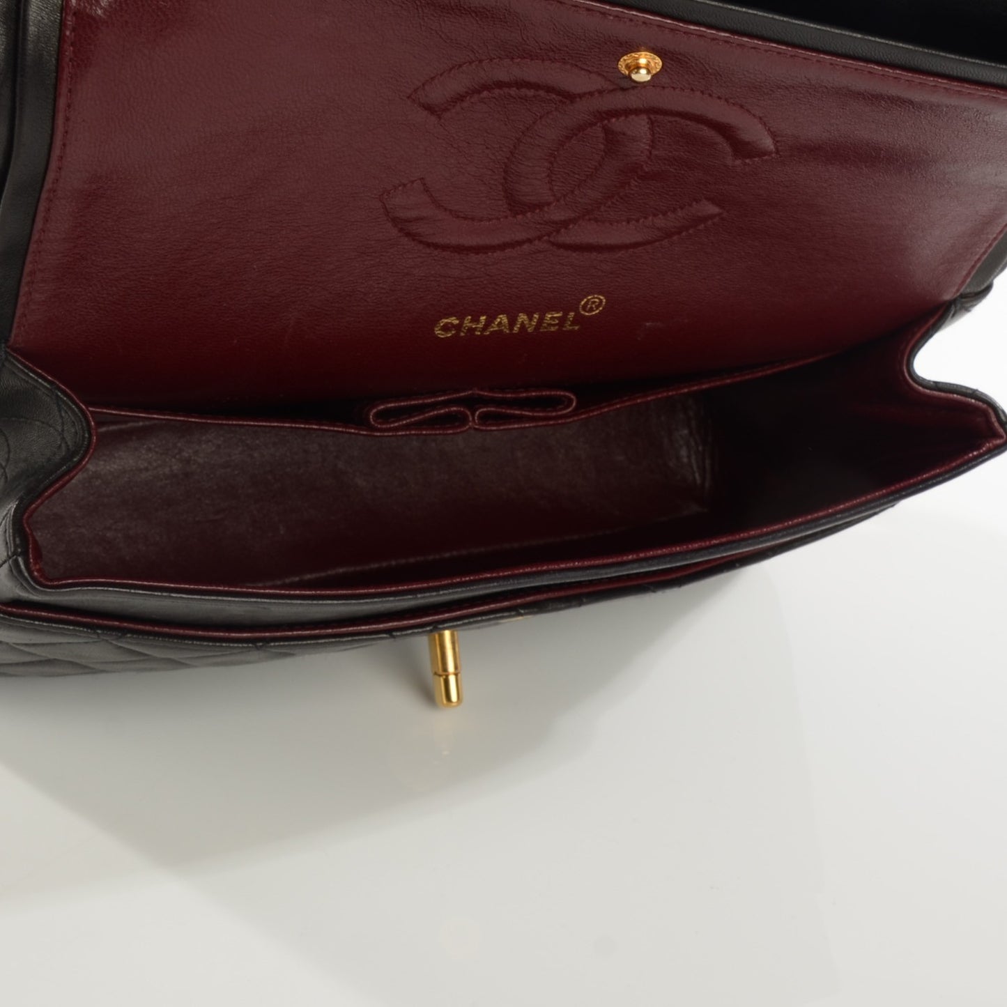 Lambskin Quilted Medium Double Flap Black
