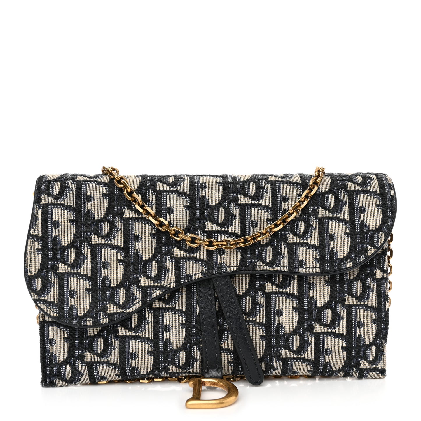 Oblique Saddle Chain Long Wallet Blue