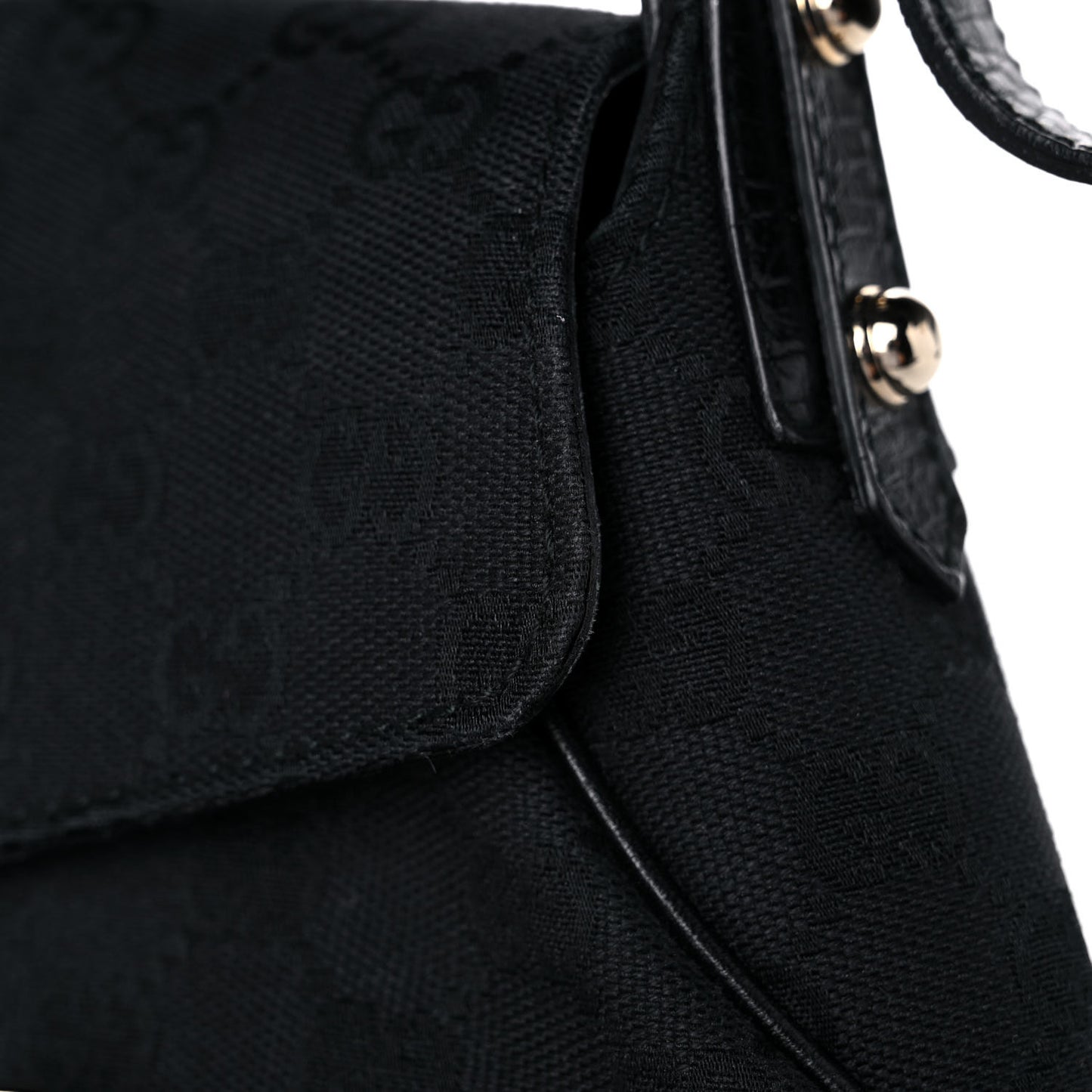 Monogram Horsebit Web Flap Bag Black Beige