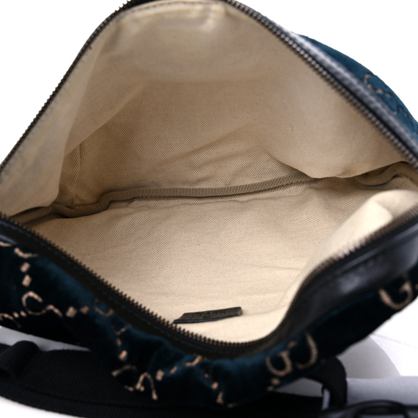 Velvet GG Monogram Web Belt Bag Blue Beige