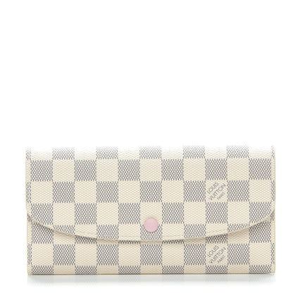 Louis Vuitton Damier Azur Emilie Wallet Rose Ballerine 1 of 8