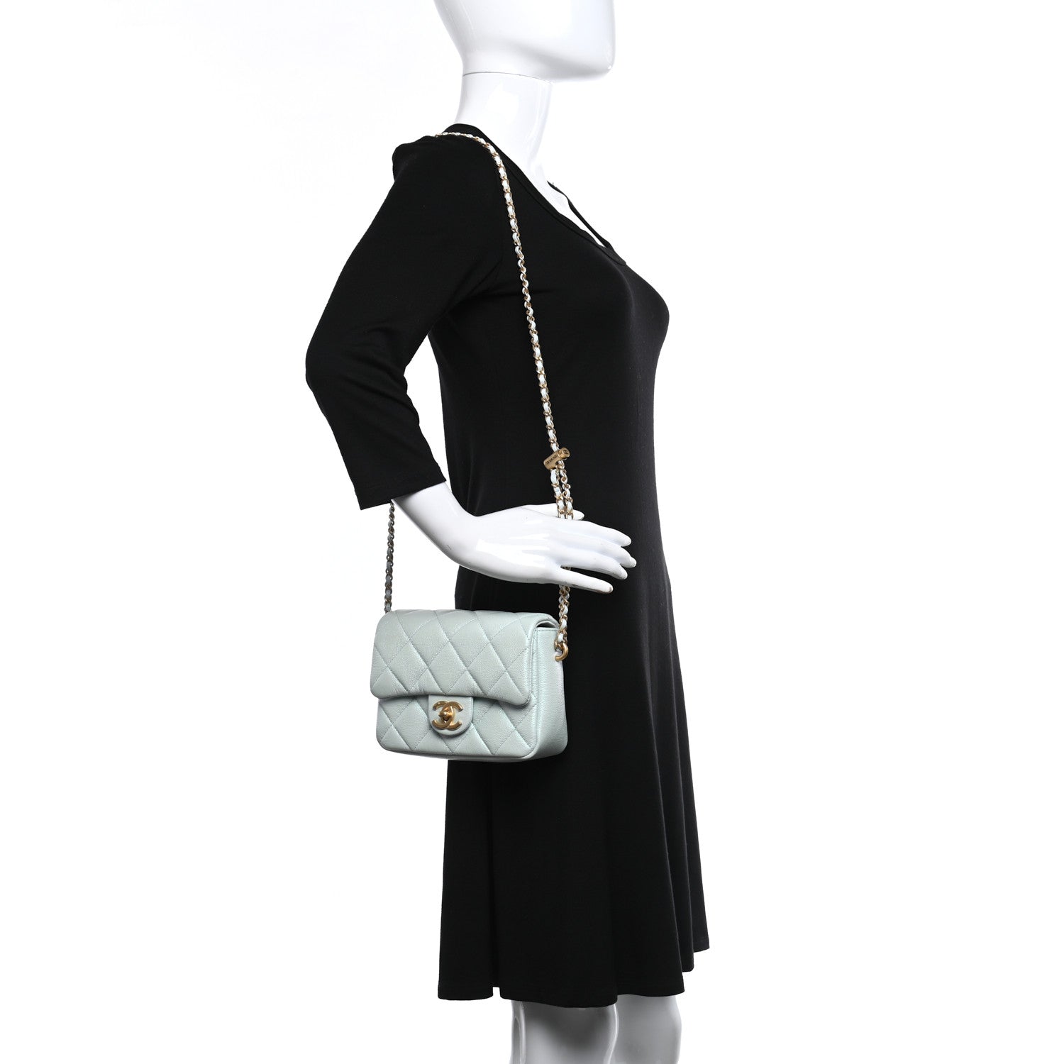 Chanel Iridescent Caviar Quilted Mini My Perfect Flap Light Green 2 of 9