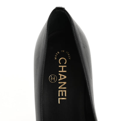 Chanel Lambskin Patent Calfskin Cap Toe CC Pumps 37 Black 7 of 10
