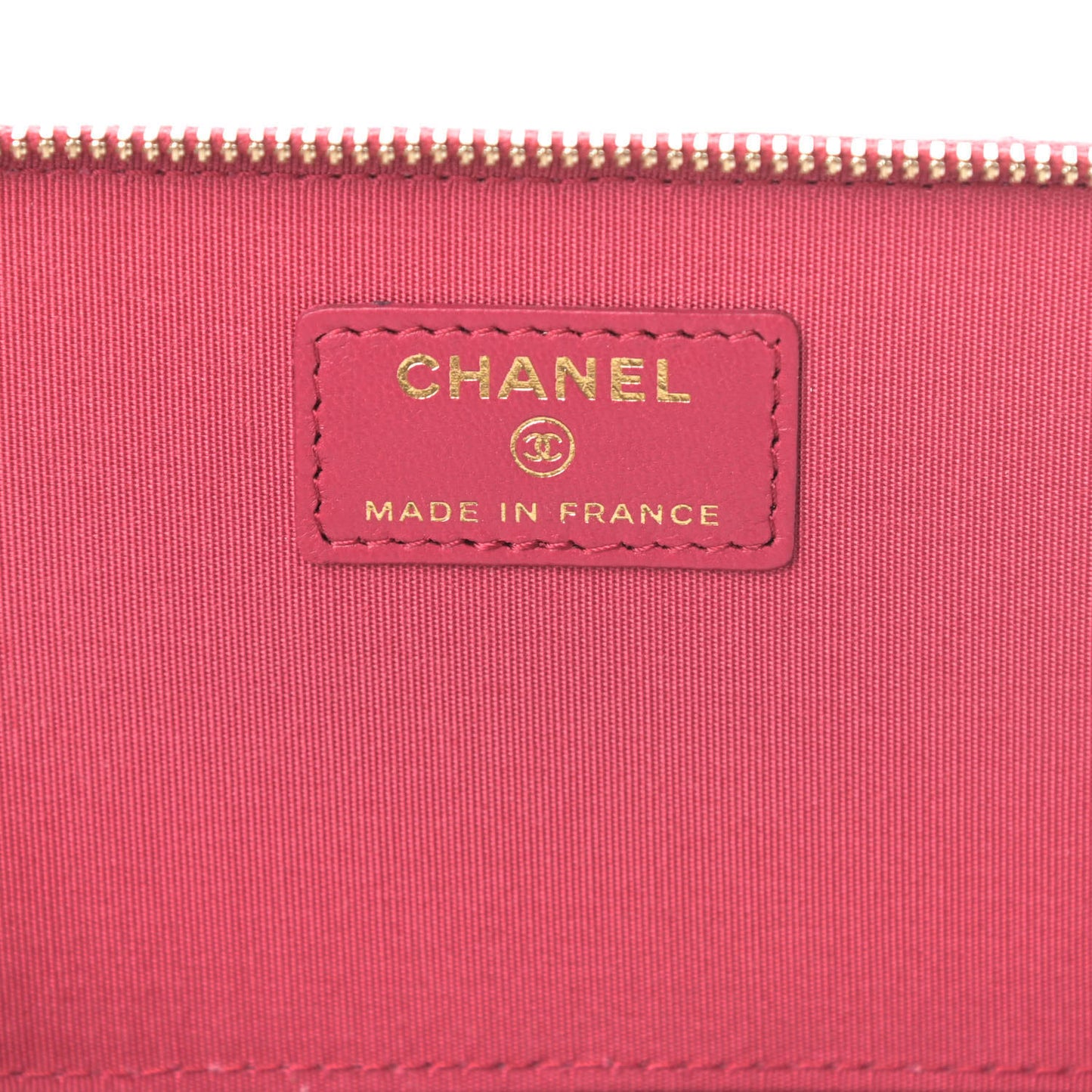 Lambskin Quilted Small Top Handle Vanity Case With Chain Dark Pink