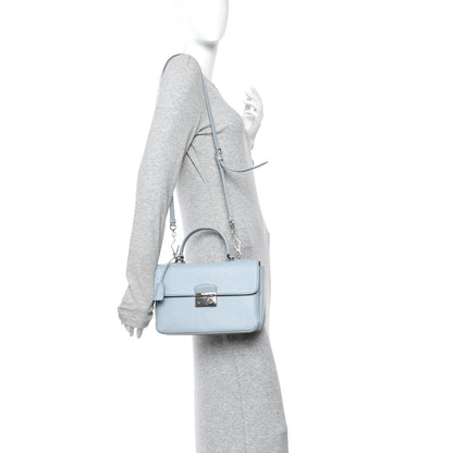 Prada Saffiano Lux Sound Top Handle Light Blue 2 of 17