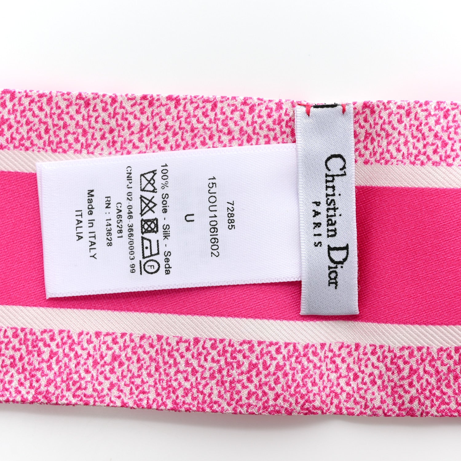 Christian Dior Silk Toile De Jouy Mitzah Scarf Ivory Fluorescent Pink 3 of 4