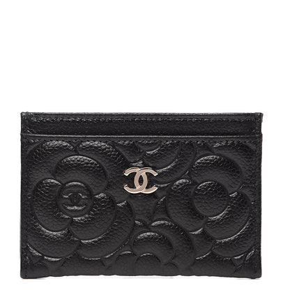 Chanel Caviar Camellia Embossed Card Holder Black 1 of 8