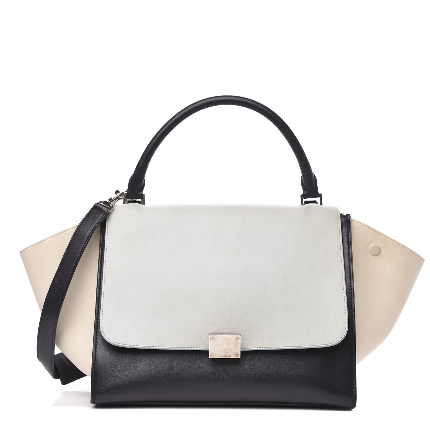 Celine Drummed Calfskin Suede Medium Tri-color Trapeze Black 1 of 18