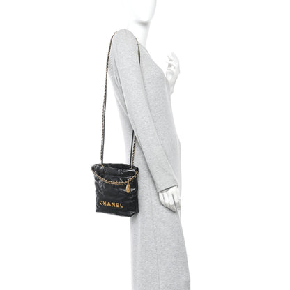 Chanel Shiny Calfskin Quilted Mini Chanel 22 Black 2 of 10
