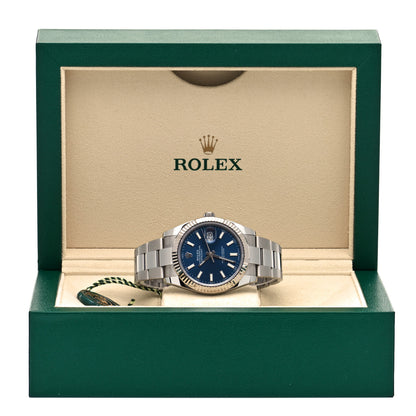 Rolex Stainless Steel 18K White Gold 41mm Oyster Perpetual Datejust Watch Bright Blue 126334 5 of 5