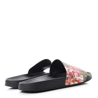 Gucci GG Supreme Monogram Blooms Slide Sandals 39 Beige Multicolor 4 of 8