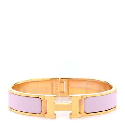 Hermes Enamel Narrow Clic Clac H Bracelet PM Rose Dragee 1 of 8