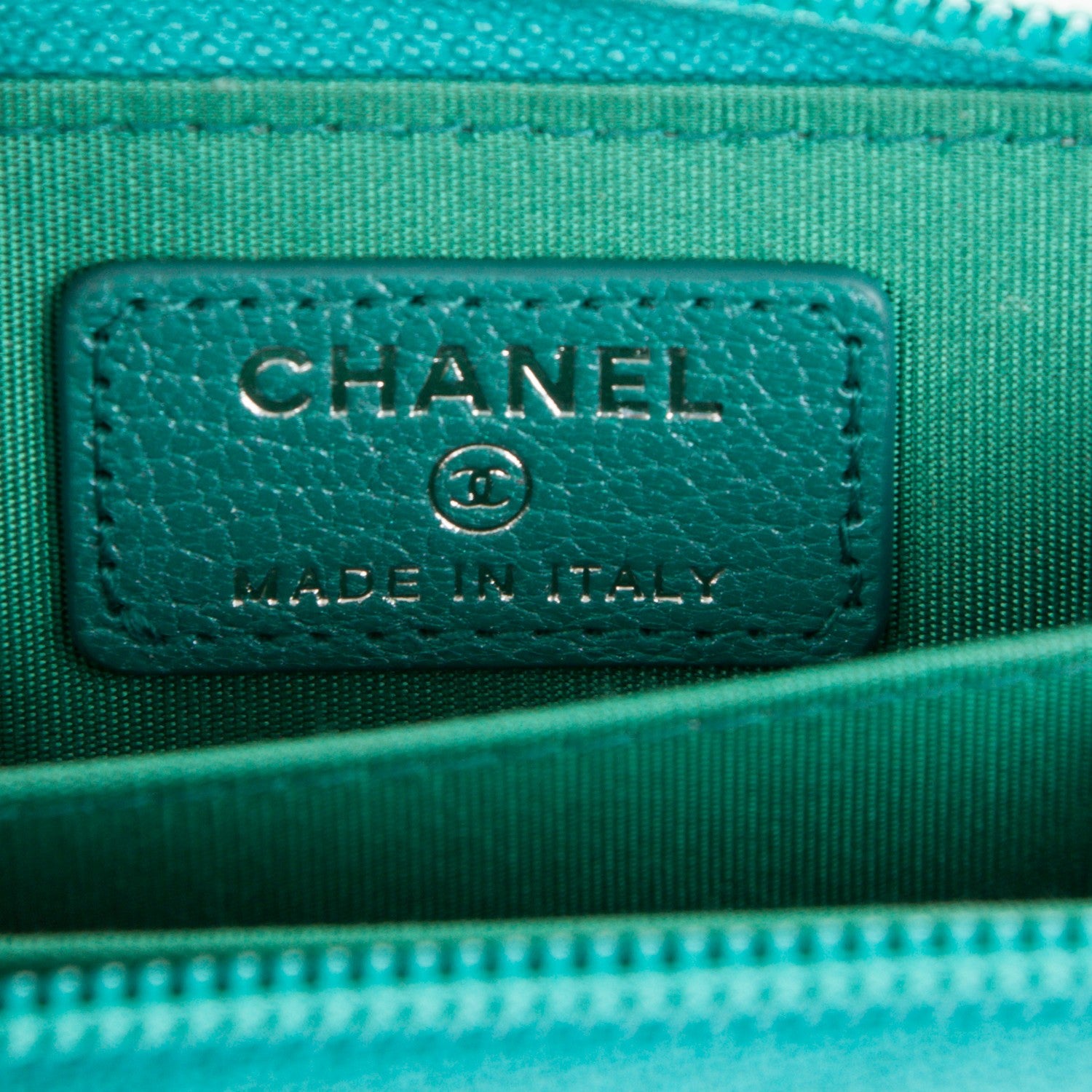 Chanel Metallic Goatskin Boy Zip Around Coin Purse Wallet Turquoise 6 of 7