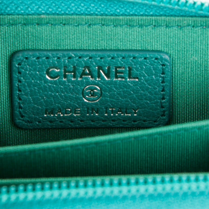 Chanel Metallic Goatskin Boy Zip Around Coin Purse Wallet Turquoise 6 of 7
