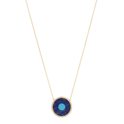 Jennifer Meyer 18K Yellow Gold Diamond Lapis Lazuli Turquoise Evil Eye Pendant Necklace 1 of 3