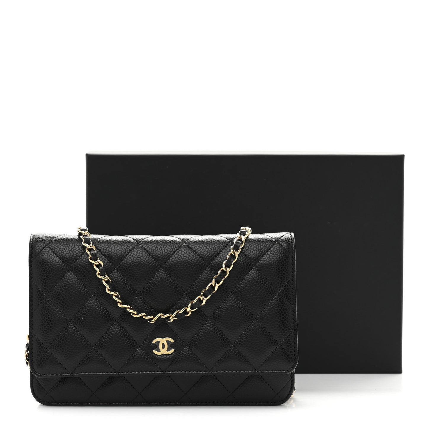 Caviar Quilted Wallet On Chain WOC Black