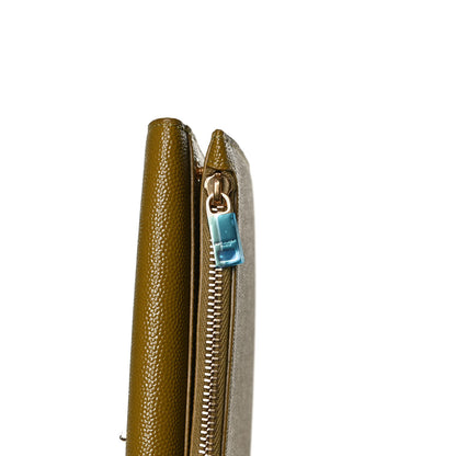 Saint Laurent Grain De Poudre Monogram Uptown Wallet Olive 10 of 11