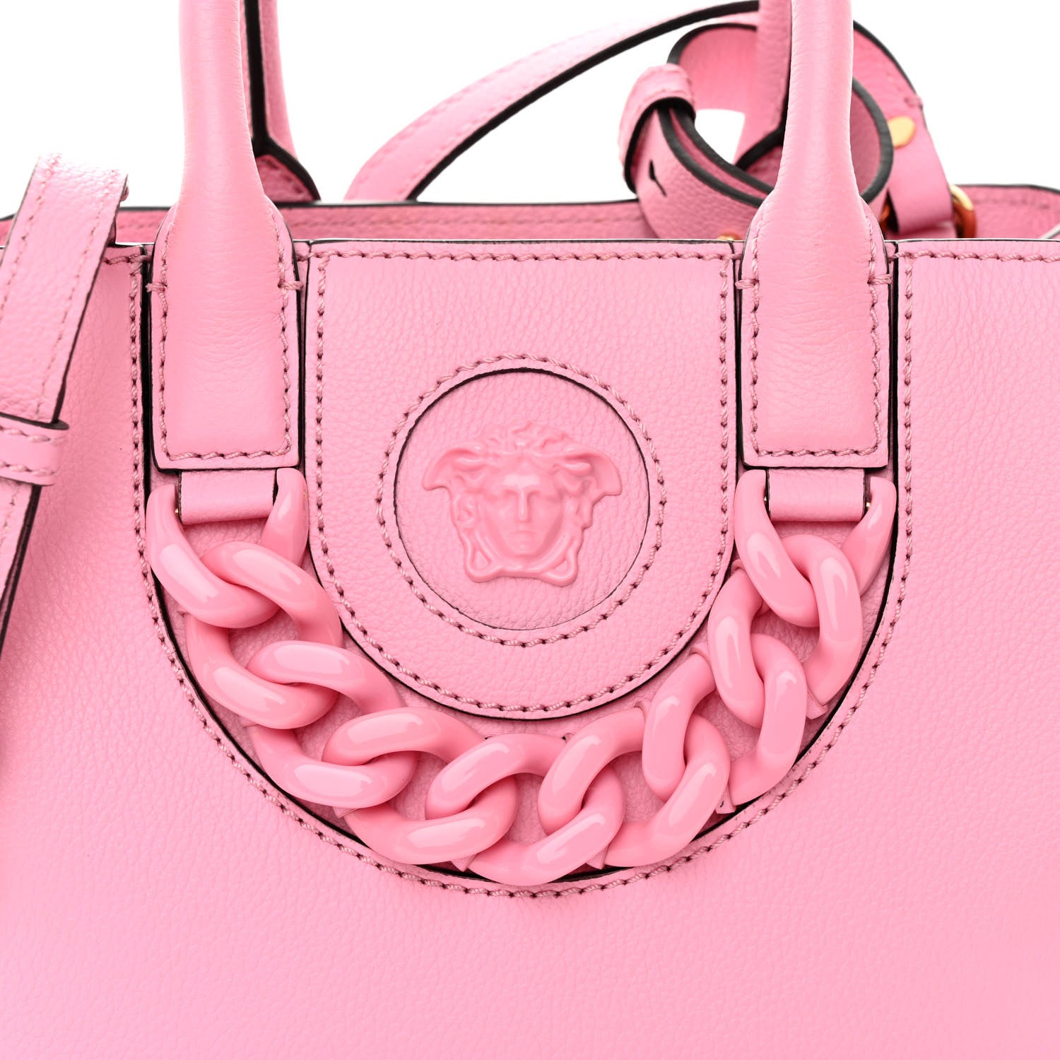 Versace Grained Calfskin Small La Medusa Chain Tote Baby Pink 7 of 9