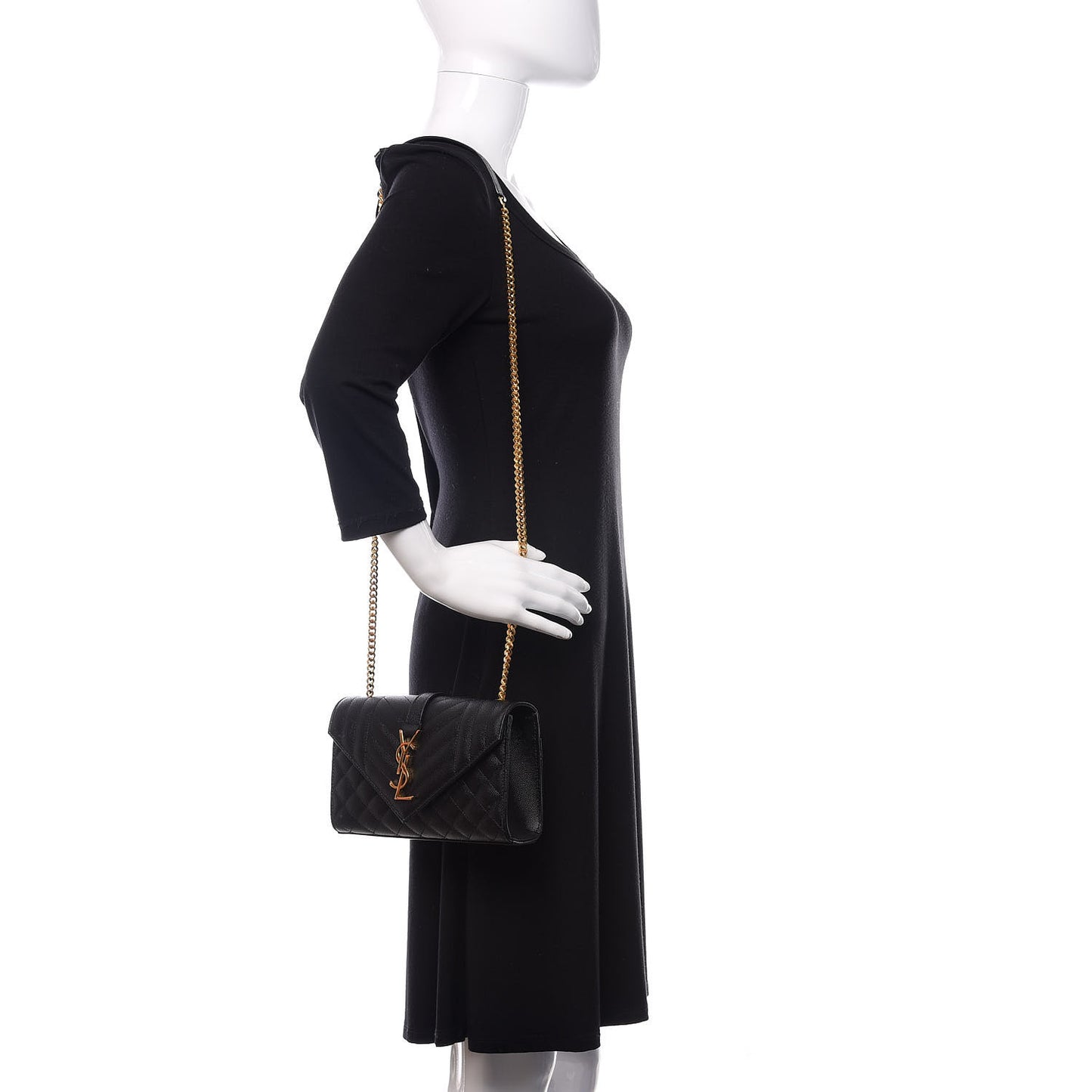 Grain De Poudre Textured Mixed Matelasse Triquilt Small Monogram Satchel Black